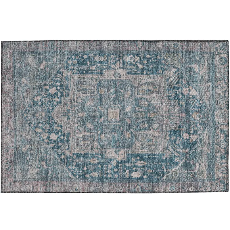 Luxury Washable Indoor/Outdoor Solace Blue 1\'8\" x 2\'6\" Rug