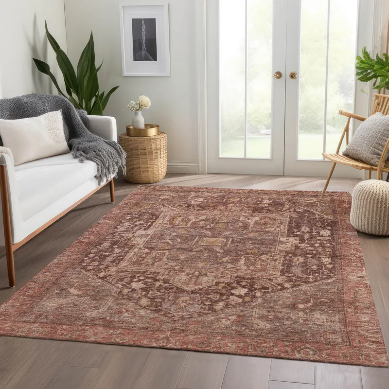 Luxury Washable Indoor/Outdoor Solace Burgundy 8\' x 10\' Rug