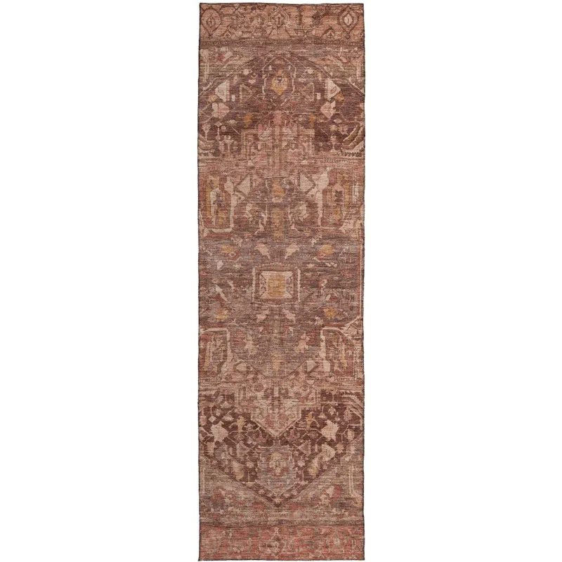 Luxury Washable Indoor/Outdoor Solace Burgundy 2\'3\" x 7\'6\" Runner Rug