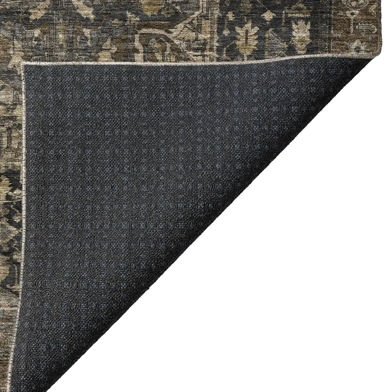 Luxury Washable Indoor/Outdoor Solace Charcoal 1\'8\" x 2\'6\" Rug