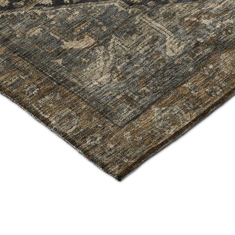 Luxury Washable Indoor/Outdoor Solace Charcoal 1\'8\" x 2\'6\" Rug
