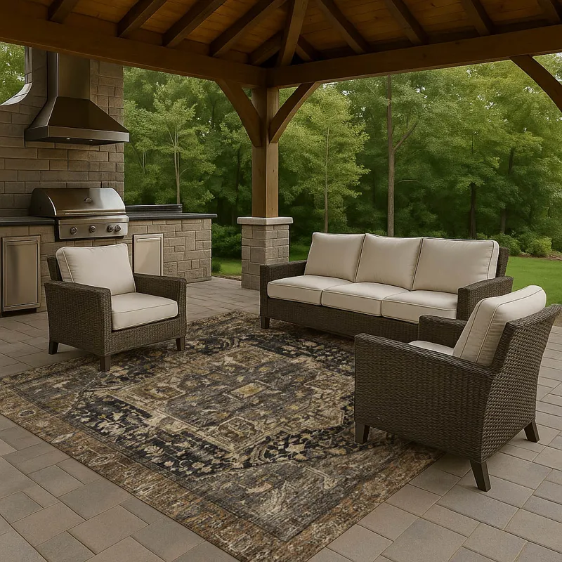 Luxury Washable Indoor/Outdoor Solace Charcoal 10\' x 14\' Rug