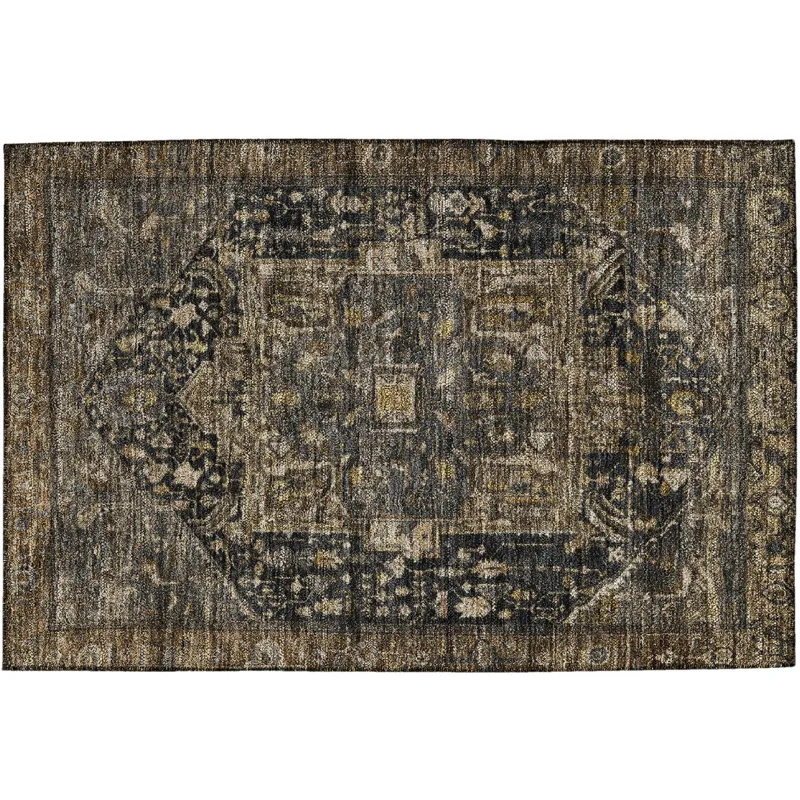 Luxury Washable Indoor/Outdoor Solace Charcoal 1\'8\" x 2\'6\" Rug