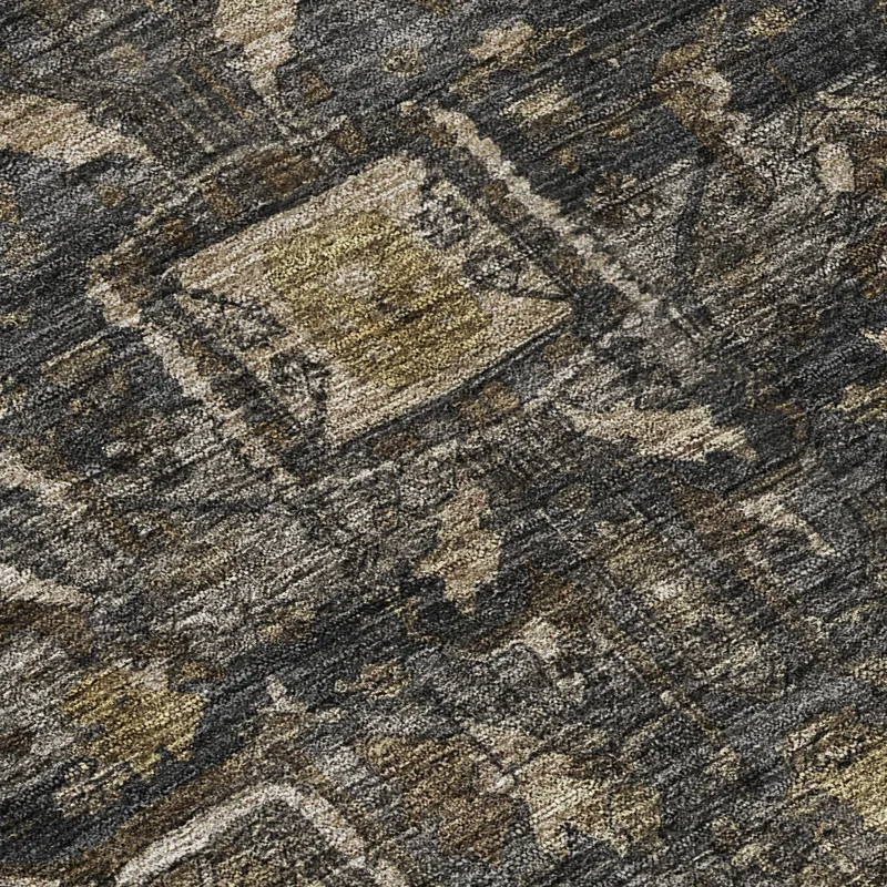 Luxury Washable Indoor/Outdoor Solace Charcoal 1\'8\" x 2\'6\" Rug