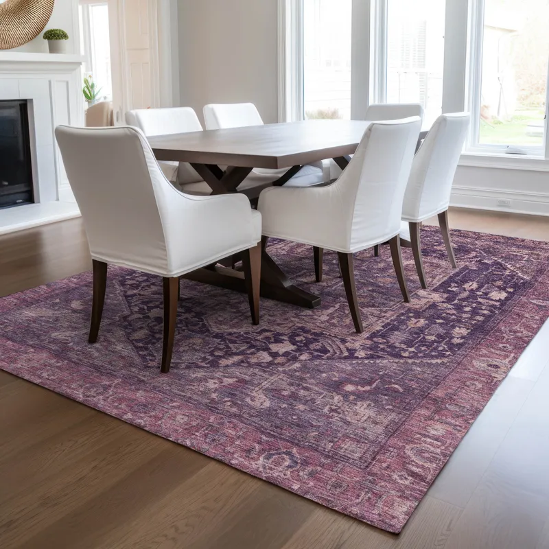 Luxury Washable Indoor/Outdoor Solace Eggplant 3\' x 5\' Rug