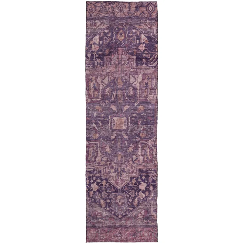 Luxury Washable Indoor/Outdoor Solace Eggplant 2\'3\" x 7\'6\" Runner Rug