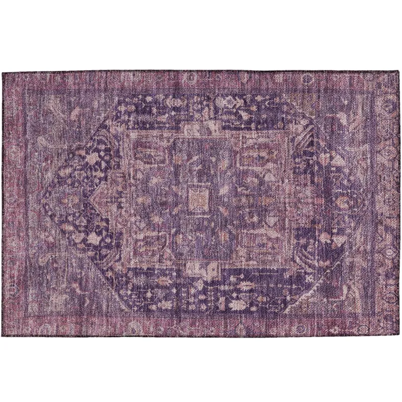 Luxury Washable Indoor/Outdoor Solace Eggplant 1\'8\" x 2\'6\" Rug