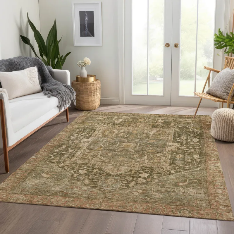 Luxury Washable Indoor/Outdoor Solace Fern 3\' x 5\' Rug