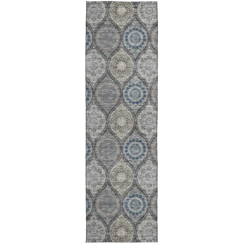 Luxury Washable Indoor/Outdoor Solace Gray 2\'3\" x 7\'6\" Runner Rug