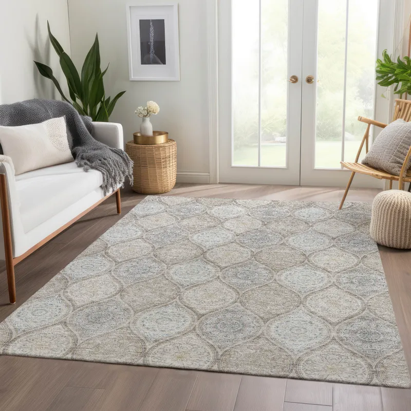 Luxury Washable Indoor/Outdoor Solace Taupe 3\' x 5\' Rug