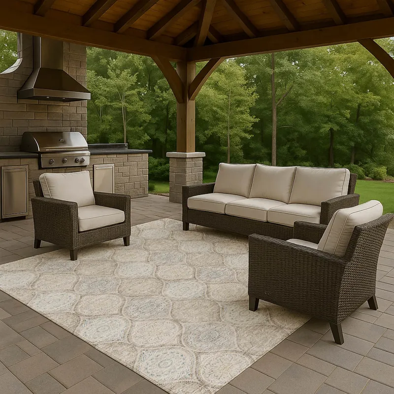 Luxury Washable Indoor/Outdoor Solace Taupe 3\' x 5\' Rug