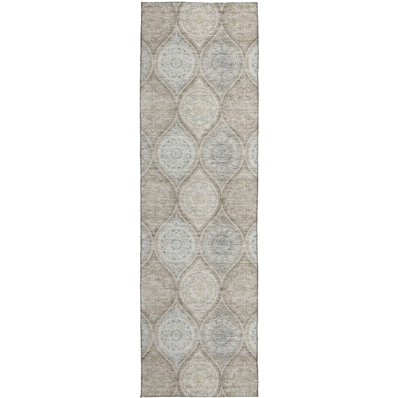 Luxury Washable Indoor/Outdoor Solace Taupe 2\'3\" x 7\'6\" Runner Rug