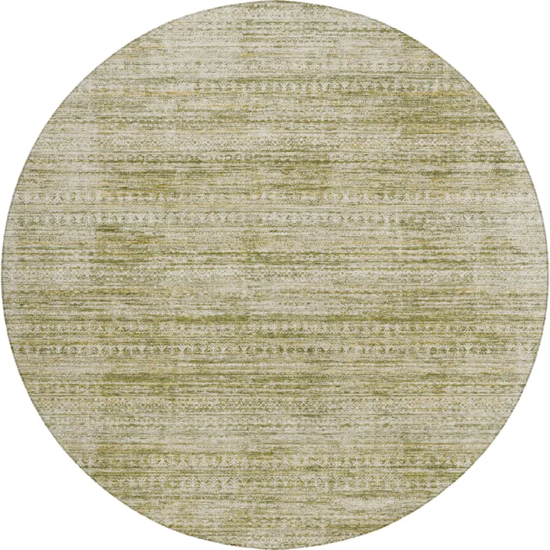 Luxury Washable Indoor/Outdoor Solace Aloe 8\' x 8\' Round Rug