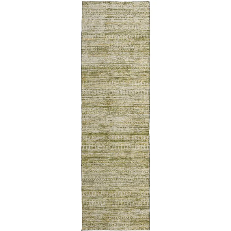 Luxury Washable Indoor/Outdoor Solace Aloe 2\'3\" x 7\'6\" Runner Rug