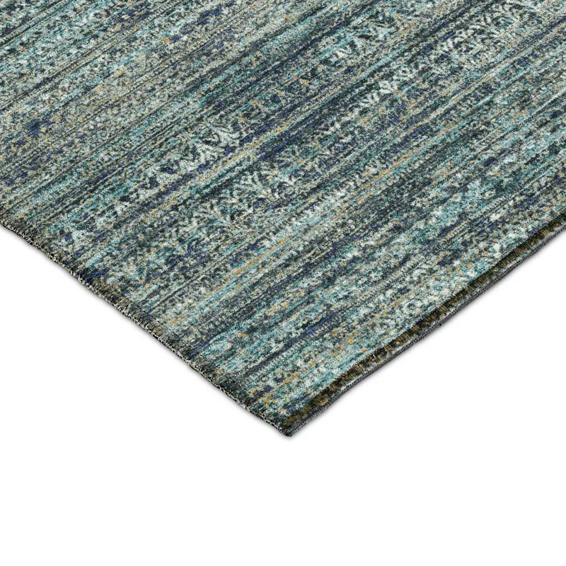 Luxury Washable Indoor/Outdoor Solace Teal 1\'8\" x 2\'6\" Rug