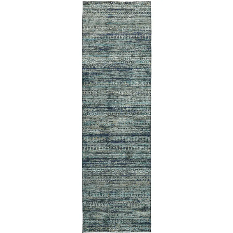 Luxury Washable Indoor/Outdoor Solace Teal 2\'3\" x 7\'6\" Runner Rug