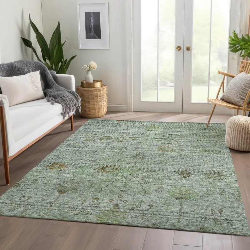 Luxury Washable Indoor/Outdoor Solace Aloe 3\' x 5\' Rug