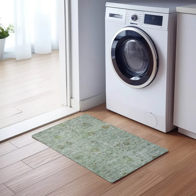 Luxury Washable Indoor/Outdoor Solace Aloe 1\'8\" x 2\'6\" Rug