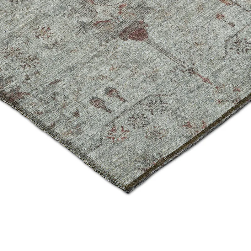 Luxury Washable Indoor/Outdoor Solace Gray 2\'3\" x 7\'6\" Runner Rug