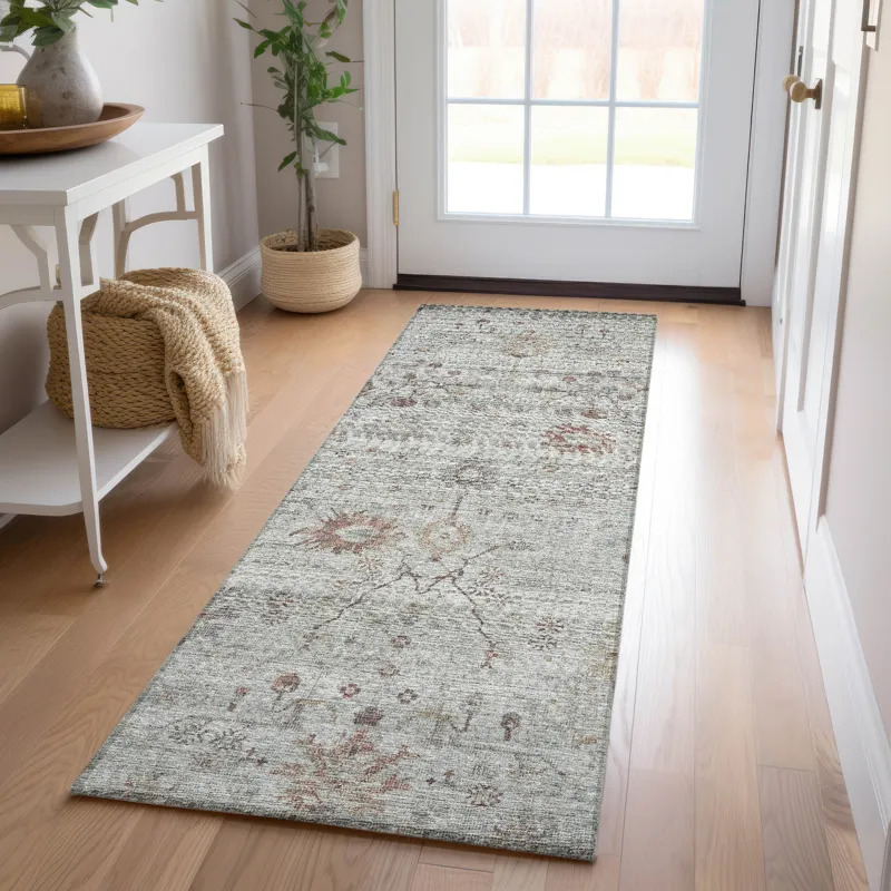 Luxury Washable Indoor/Outdoor Solace Gray 2\'3\" x 7\'6\" Runner Rug