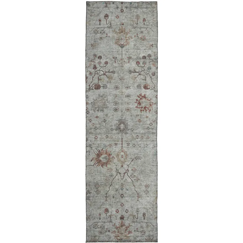 Luxury Washable Indoor/Outdoor Solace Gray 2\'3\" x 7\'6\" Runner Rug
