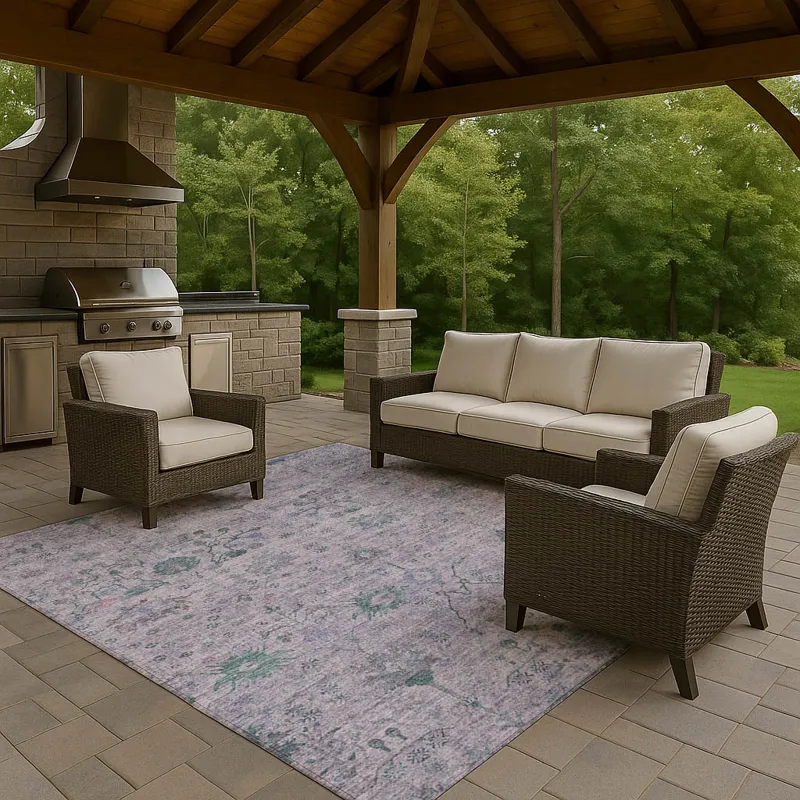 Luxury Washable Indoor/Outdoor Solace Lavender 2\'6\" x 3\'10\" Rug