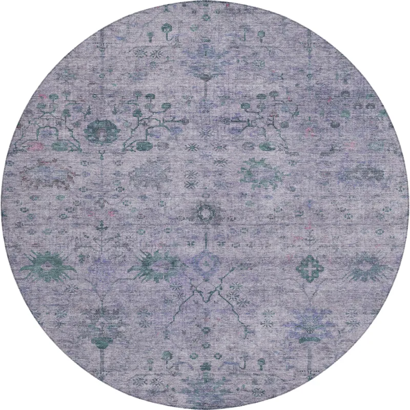 Luxury Washable Indoor/Outdoor Solace Lavender 8\' x 8\' Round Rug