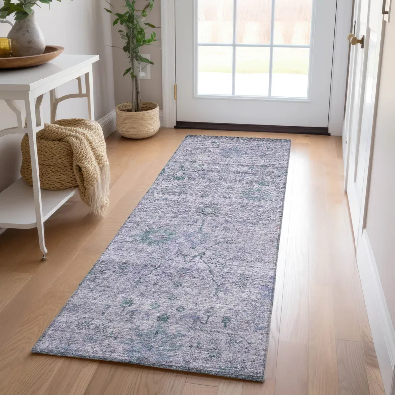 Luxury Washable Indoor/Outdoor Solace Lavender 2\'3\" x 7\'6\" Runner Rug