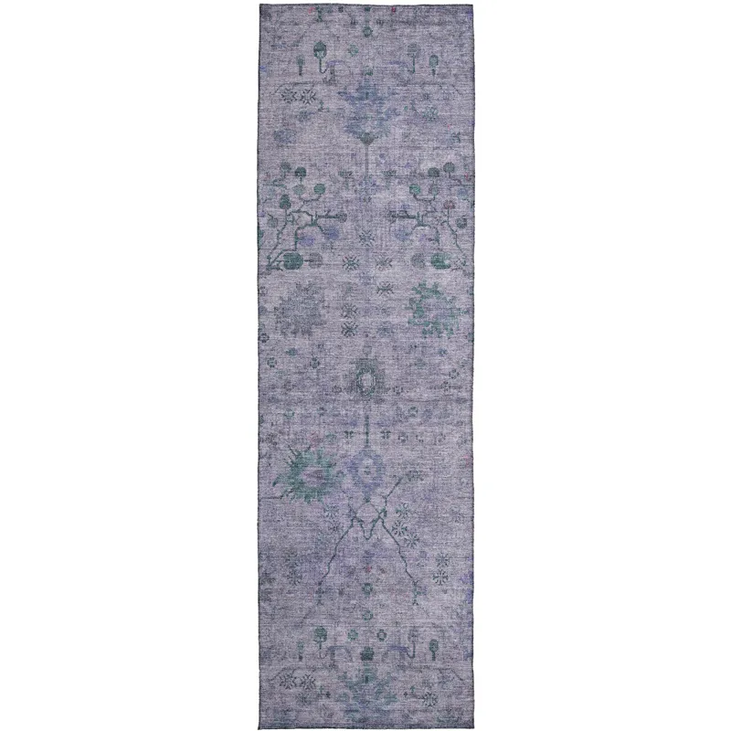 Luxury Washable Indoor/Outdoor Solace Lavender 2\'3\" x 7\'6\" Runner Rug