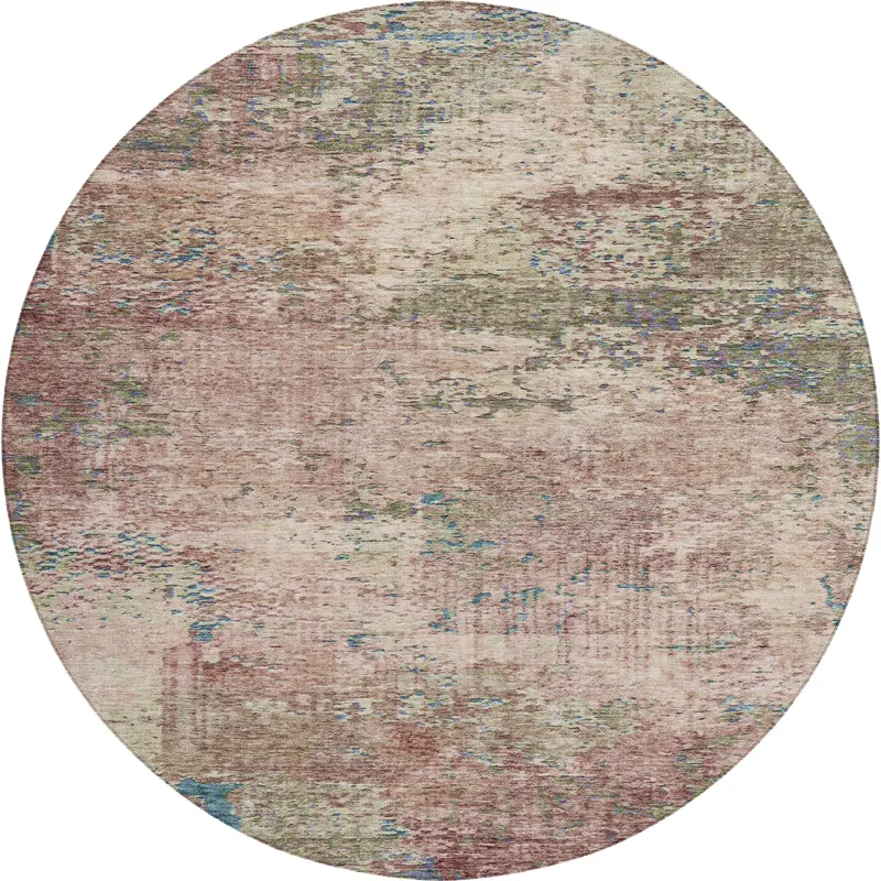 Luxury Washable Indoor/Outdoor Solace Blush 8\' x 8\' Round Rug