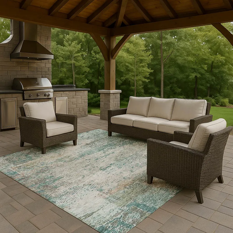 Luxury Washable Indoor/Outdoor Solace Teal 2\'6\" x 3\'10\" Rug