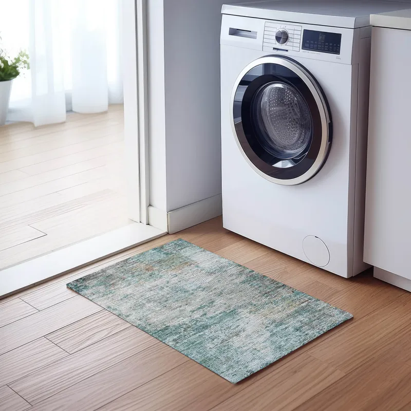 Luxury Washable Indoor/Outdoor Solace Teal 1\'8\" x 2\'6\" Rug