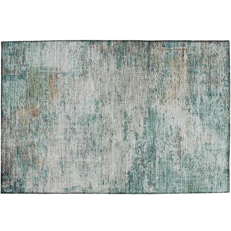 Luxury Washable Indoor/Outdoor Solace Teal 1\'8\" x 2\'6\" Rug