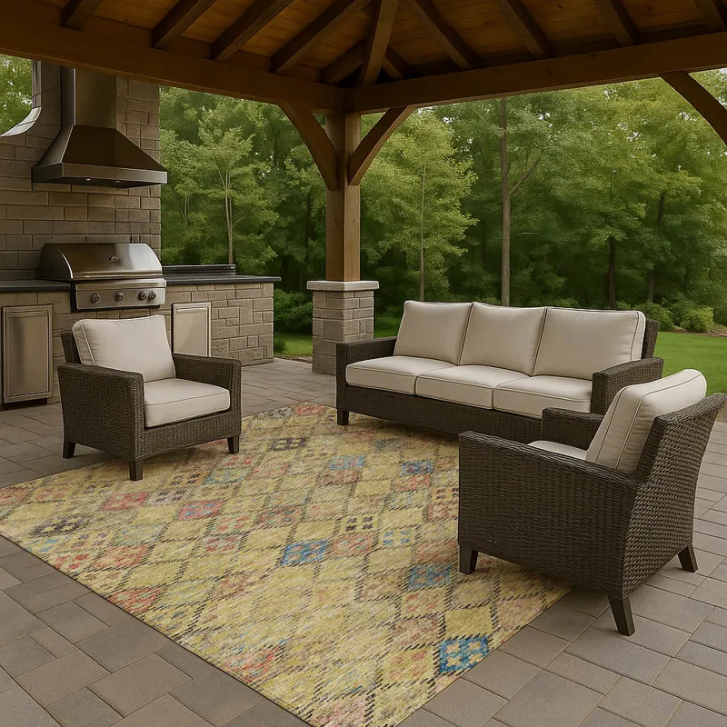 Luxury Washable Indoor/Outdoor Solace Gold 5\' x 7\'6\" Rug