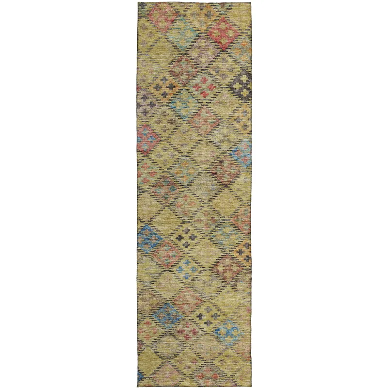 Luxury Washable Indoor/Outdoor Solace Gold 2\'3\" x 7\'6\" Runner Rug