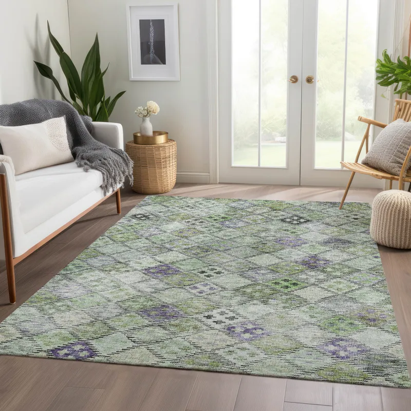 Luxury Washable Indoor/Outdoor Solace Green 2\'6\" x 3\'10\" Rug