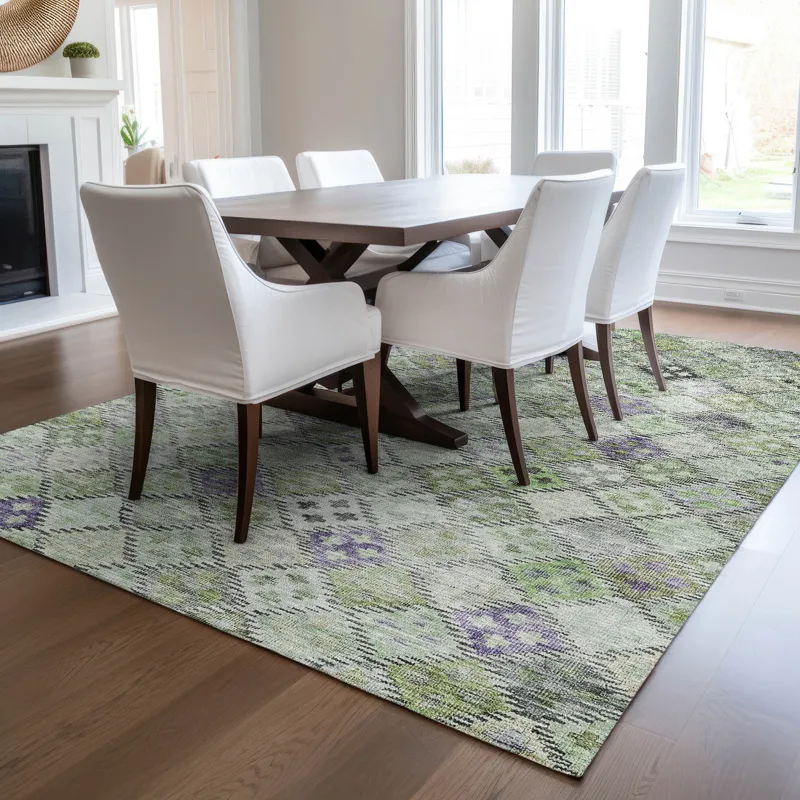 Luxury Washable Indoor/Outdoor Solace Green 2\'6\" x 3\'10\" Rug