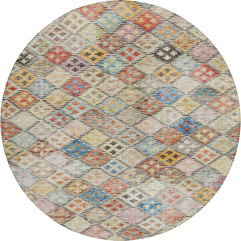 Luxury Washable Indoor/Outdoor Solace Paprika 8\' x 8\' Round Rug
