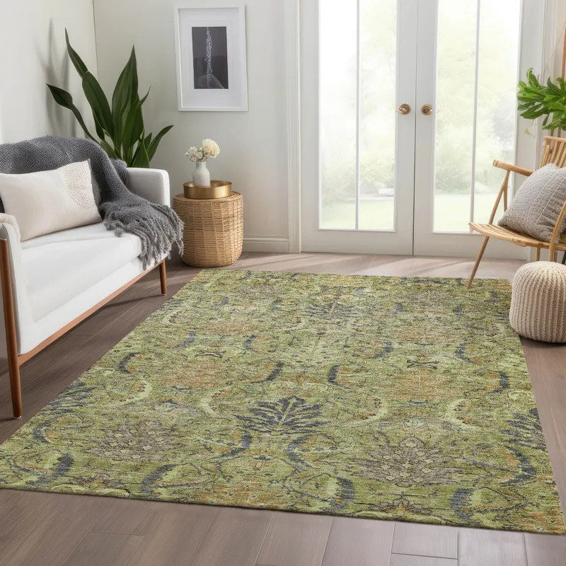 Luxury Washable Indoor/Outdoor Solace Aloe 8\' x 10\' Rug