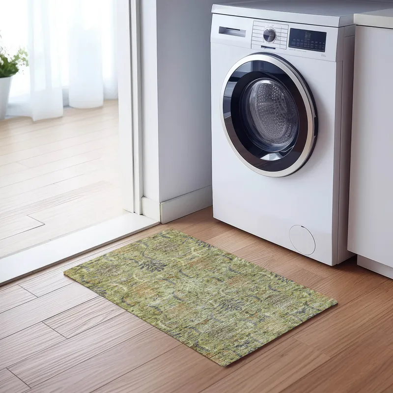 Luxury Washable Indoor/Outdoor Solace Aloe 1\'8\" x 2\'6\" Rug