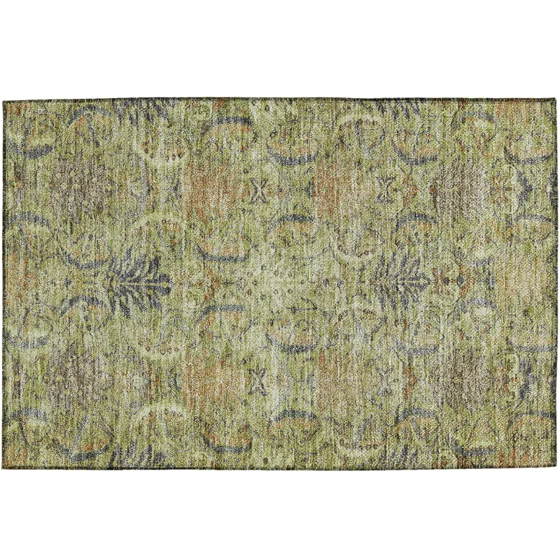 Luxury Washable Indoor/Outdoor Solace Aloe 1\'8\" x 2\'6\" Rug