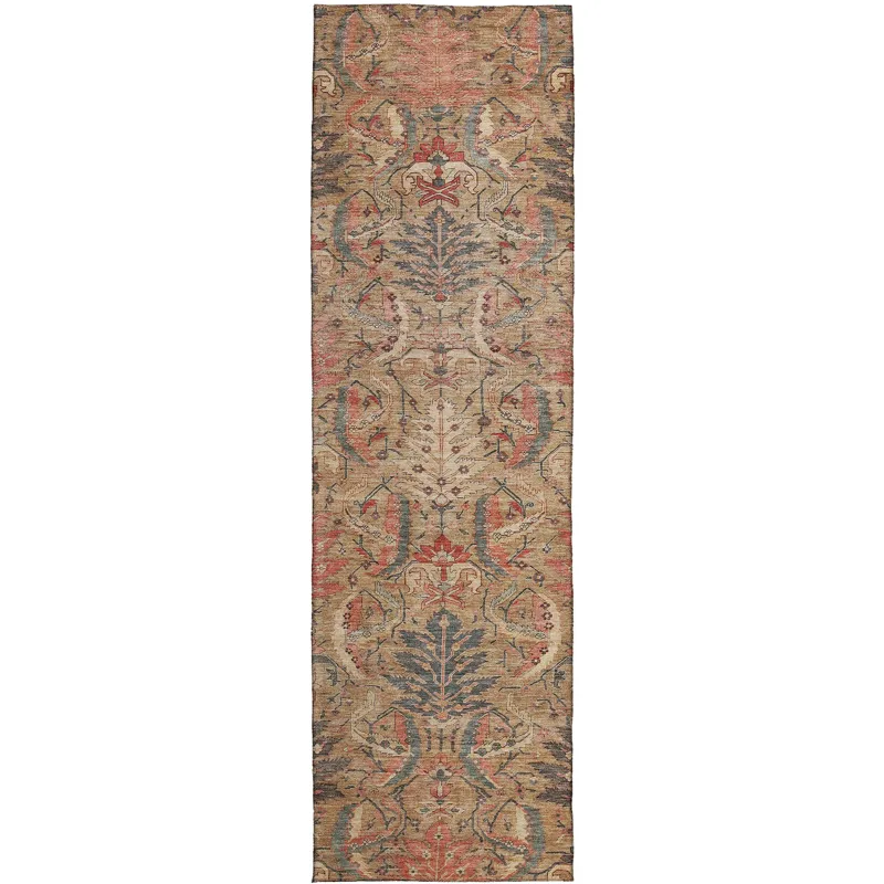 Luxury Washable Indoor/Outdoor Solace Tan 2\'3\" x 7\'6\" Runner Rug