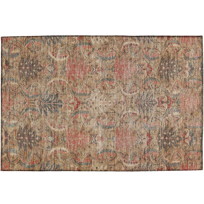 Luxury Washable Indoor/Outdoor Solace Tan 1\'8\" x 2\'6\" Rug