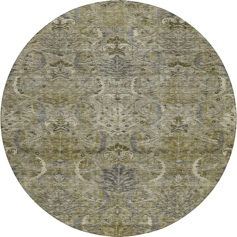 Luxury Washable Indoor/Outdoor Solace Taupe 8\' x 8\' Round Rug