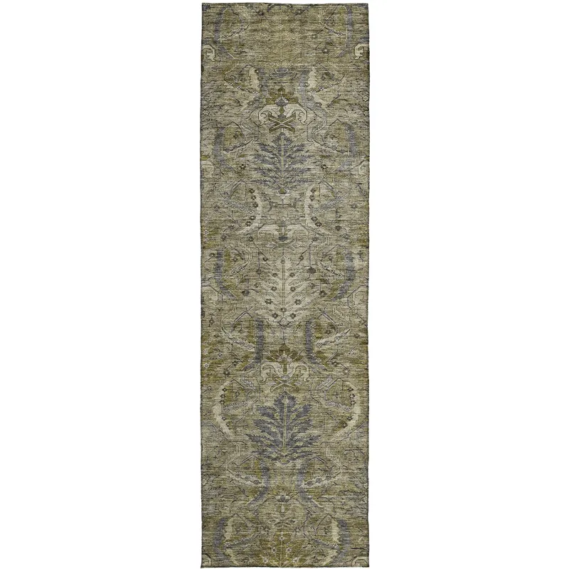 Luxury Washable Indoor/Outdoor Solace Taupe 2\'3\" x 7\'6\" Runner Rug