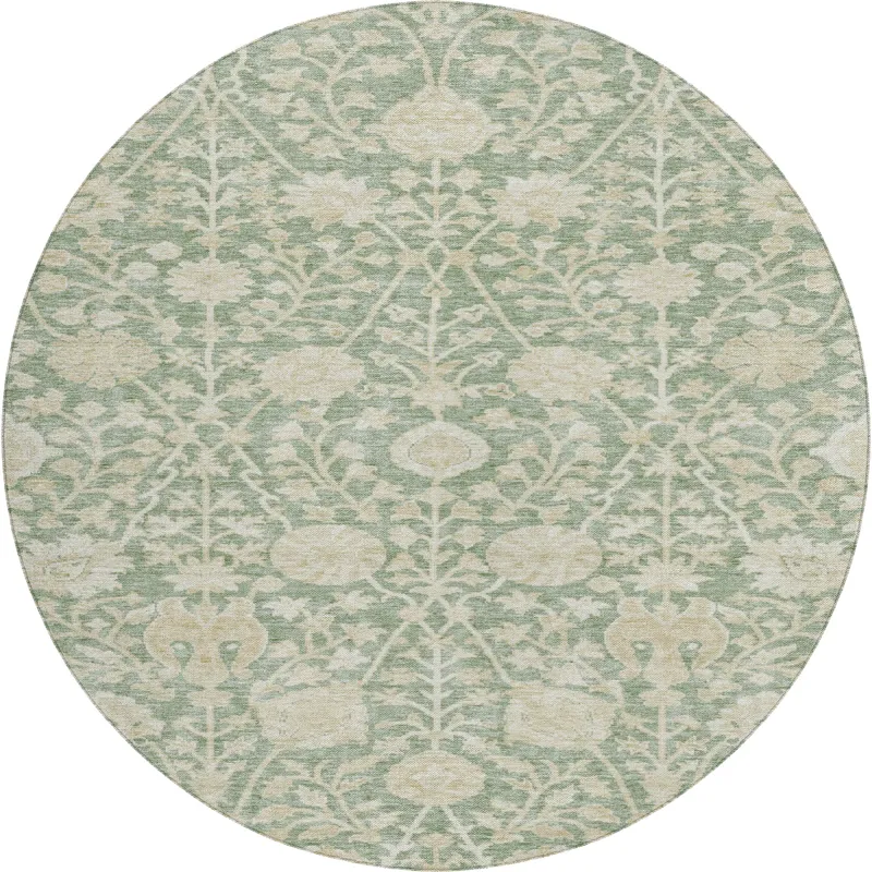 Luxury Washable Indoor/Outdoor Solace Aloe 8\' x 8\' Round Rug