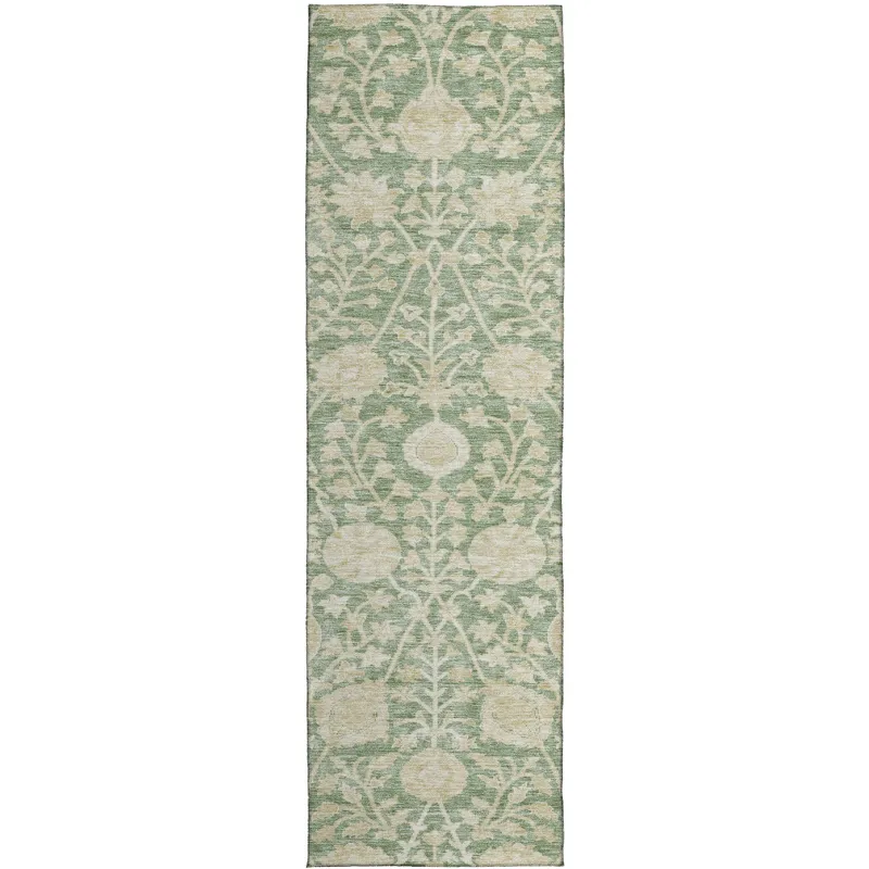 Luxury Washable Indoor/Outdoor Solace Aloe 2\'3\" x 7\'6\" Runner Rug