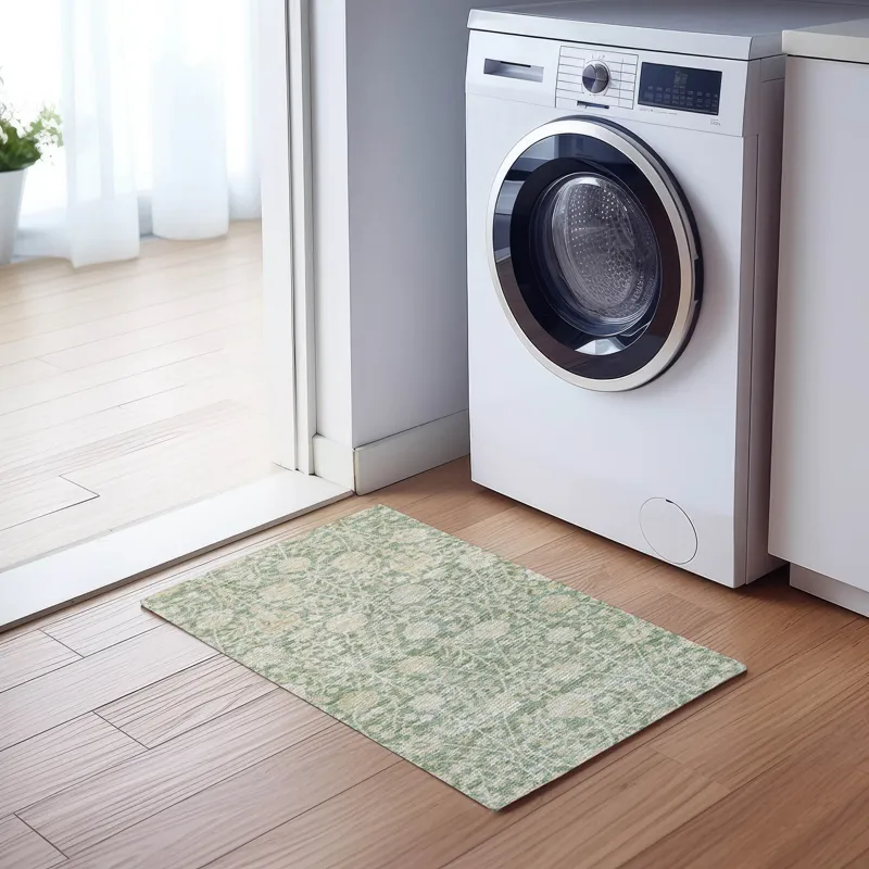 Luxury Washable Indoor/Outdoor Solace Aloe 1\'8\" x 2\'6\" Rug
