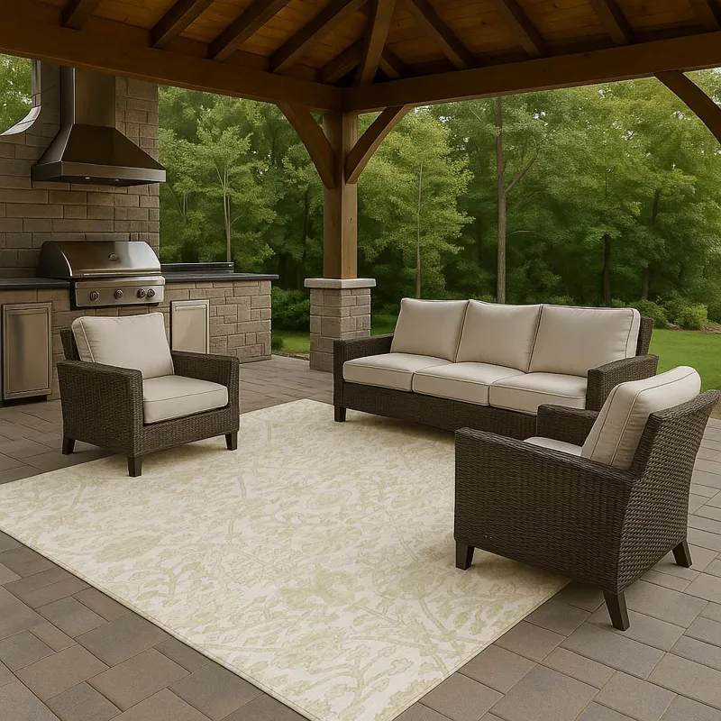 Luxury Washable Indoor/Outdoor Solace Ivory 2\'6\" x 3\'10\" Rug