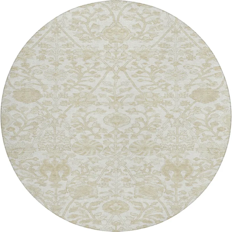 Luxury Washable Indoor/Outdoor Solace Ivory 8\' x 8\' Round Rug